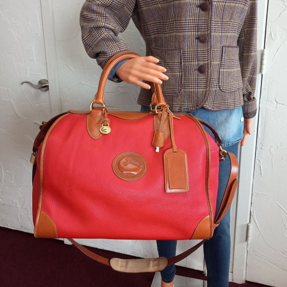 Dooney & Bourke Handbags - Dooney & Bourke 1990's Gladstone Weekender Luggage, Red AWL